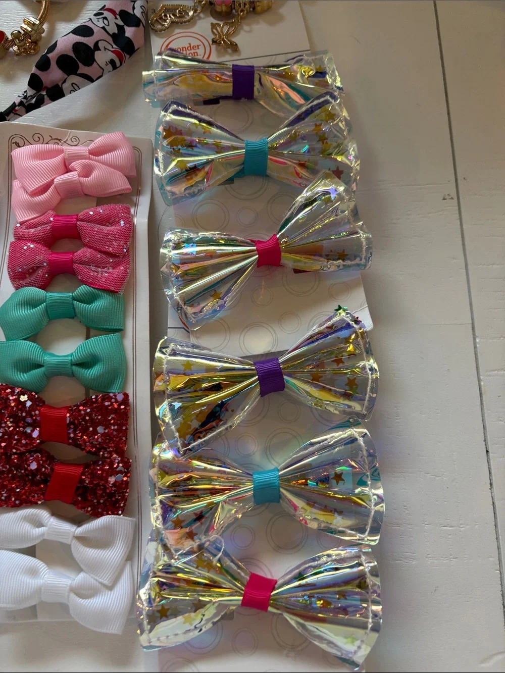 Assorted Girls Hair Bows and Accessories - Pink, Teal, Yellow, Red, White